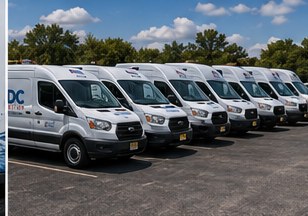 The RDC Restoration fleet of service vans lined up at a New Jersey location